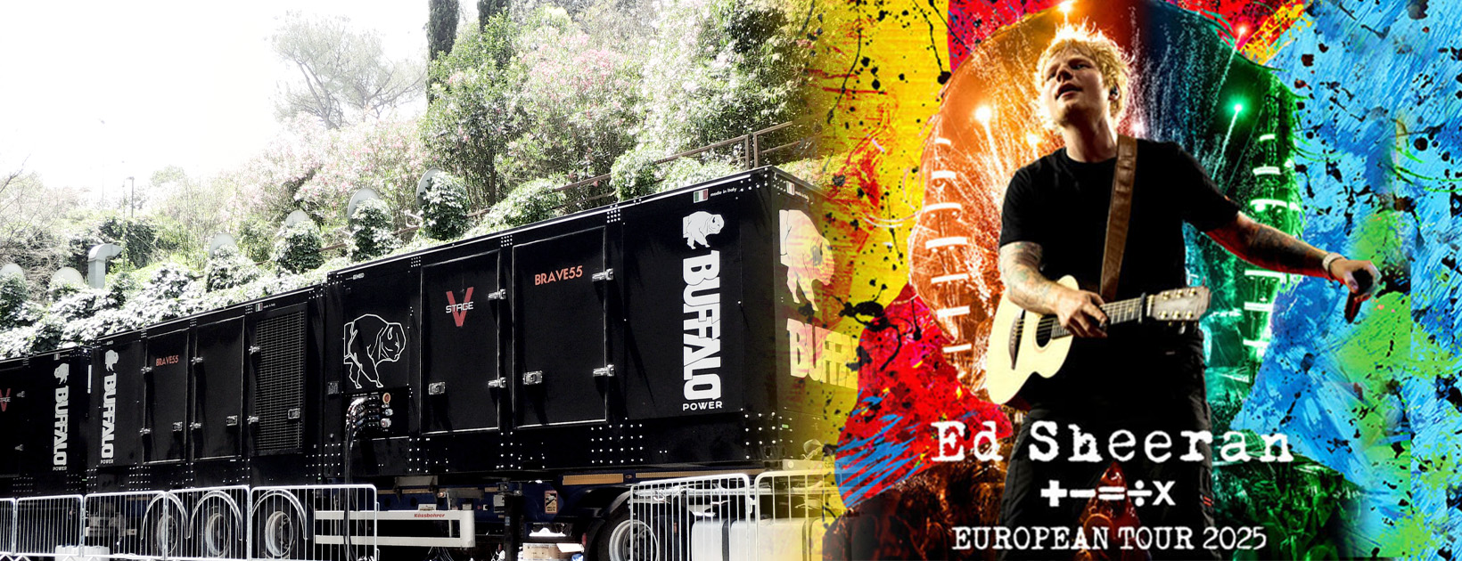 NED power generators at ED Sheeran european tour live music concert thanks to Buffalo Power